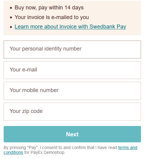 screenshot of the invoice payment window