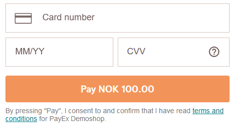 screenshot of the seamless view card payment page