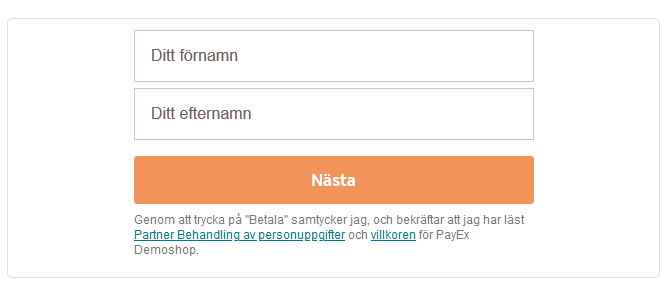 screenshot of the Trustly payment window